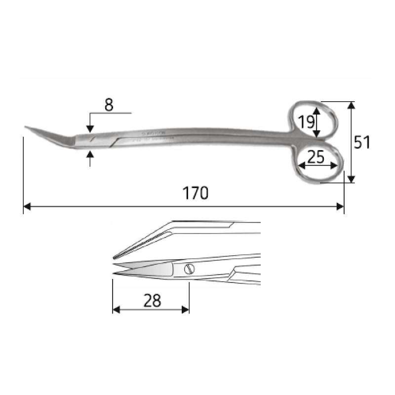 Ножиці 17 см, гострий/гост Surgiconрий, загнуті.